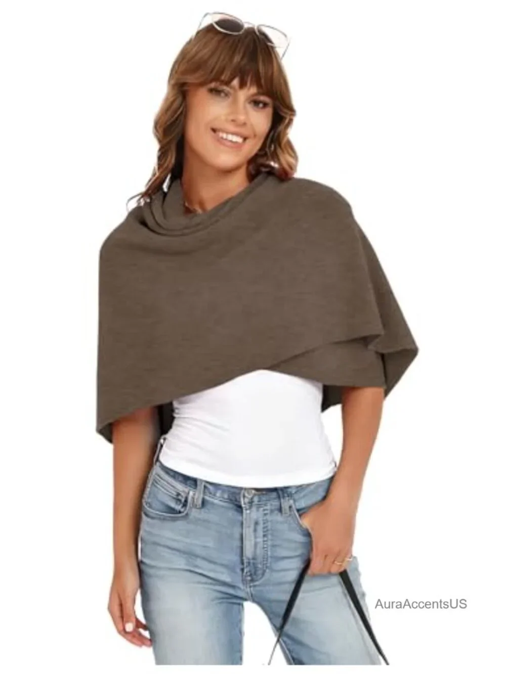 Women's Soft Shawl Wrap Knitted Poncho Sweater Open Front Cardigan